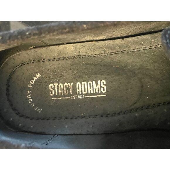 Stacy Adams Nesbit Black Leather Suede Almond Apron Pinch Toe Shoes Size 10.5 M - Picture 5 of 9